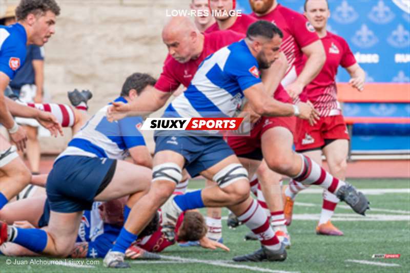 Cameron HARTE - Kiano HEATH - Stephen MARTINEZ - Gelel REZIG -  Équipe Québec Senior Masculin - Newfoundland Rock - Rugby - ECRC 2024 - Rugby Québec (38) vs (22) Rock Newfoundland -  Match (#ECRC24QUENFL06A) Photo by: Juan Alchourron | Siuxy Sports 2024-06-02