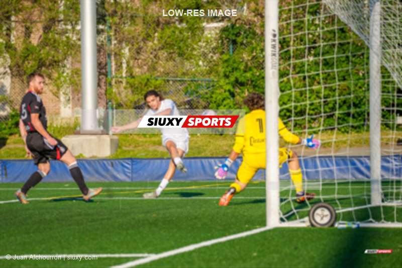 Romain BARTOLI - Zineddine BEY - Doryan SOUALEM -  CS Mont-Royal Outremont - Royal Beauport - Soccer - L1QC 2025 - CS Mont-Royal Outremont (2) vs (3) Royal Beauport (#L1QC25MRORB6) Photo by: Juan Alchourron | Siuxy Sports 2025-06-29