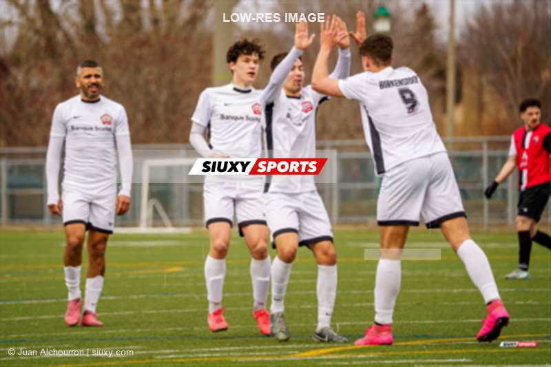 Oussama BOUGHANMI - Xavier CARUSO - Pedro GULLI - Vincent VILLASANA HENRI -  Lakeshore SC - CS Roussillon - Soccer - L2QC M 2025 - Lakeshore vs CS Roussillon (#L2QCM25LSCSR04) Photo by: Juan Alchourron | Siuxy Sports 2025-04-12