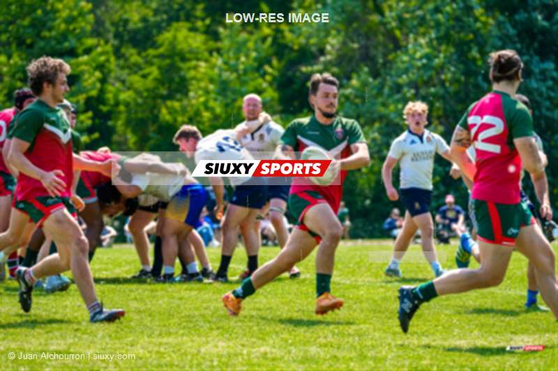 Connor BAGSHAW - Quentin RUDA -  Sainte-Anne-de-Bellevue RFC - Rugby Club de Montréal - Rugby - RQ 2025 - SL M Rés - SABRFC (17) vs (24) Rugby Club de Montréal (#RQ25SLMRSARM6) Photo by: Juan Alchourron | Siuxy Sports 2025-06-14