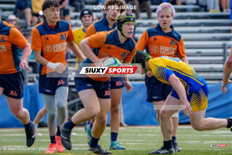 Ricardo HAMED - Ulysse NÉROT-MICHEL - Tristan PHIMPHRACHANH - Olivier VIGNOLA -  College John Abbott - Cégep André Laurendeau - Rugby - RSEQ 2025 - Rugby Masc Coll - John Abbott vs André Laurendeau (#RSEQ25RMCAA19) Photo by: Juan Alchourron | Siuxy Sports 2025-09-07
