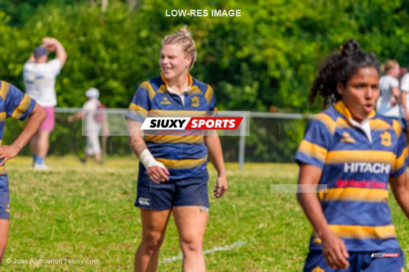 Magali HARVEY - Carolane LARIVIÈRE -  Town of Mount Royal RFC - Sainte-Anne-de-Bellevue RFC - Rugby - RQ 2025 - Demi Finale SL F - TMR (28) vs (8) SABRFC (#RQ25SLFTMSA8) Photo by: Juan Alchourron | Siuxy Sports 2025-08-09