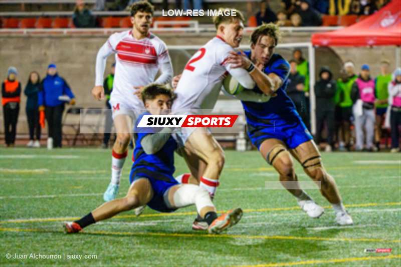 Max BERNHART - Gaspard JAUFFRET - Valmont SAVARIAUD -  Université McGill - Université de Montréal - Rugby - RSEQ 2025 - Rugby M - Demi Finale - McGill vs Université de Montréal - Match (#RSEQ25RMMUM31) Photo by: Juan Alchourron | Siuxy Sports 2025-10-24