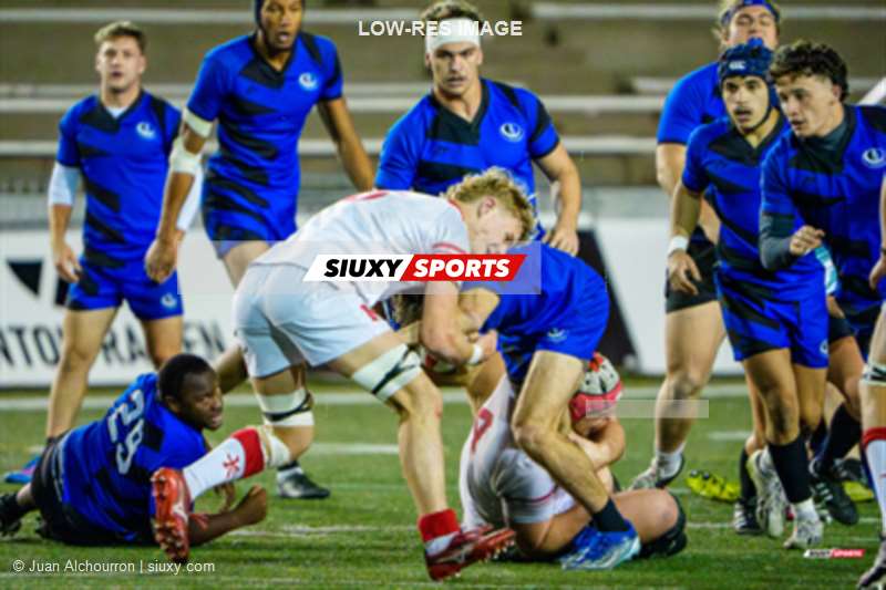Eliott BERENGER - Sacha LAIDOUNI - Roman LAYLEY -  Université McGill - Université de Montréal - Rugby - RSEQ 2025 - Rugby M - Demi Finale - McGill vs Université de Montréal - Match (#RSEQ25RMMUM31) Photo by: Juan Alchourron | Siuxy Sports 2025-10-24