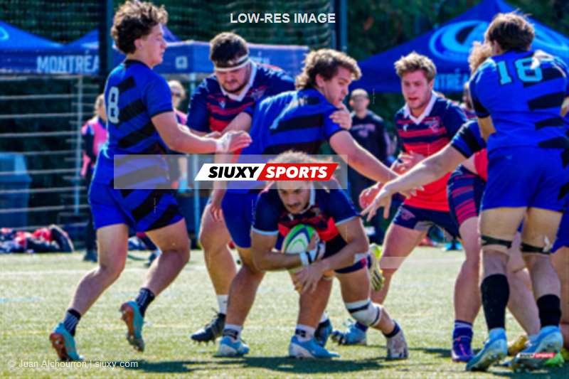 Martin COUDRET - Roman LAYLEY - Brahim MAHMOUDI -  Université de Montréal - ÉTS (École de technologie supérieure) - Rugby - RSEQ 2025 - Rugby M - Université de Montréal vs ETS - Match (#RSEQ25RMUME19) Photo by: Juan Alchourron | Siuxy Sports 2025-09-20