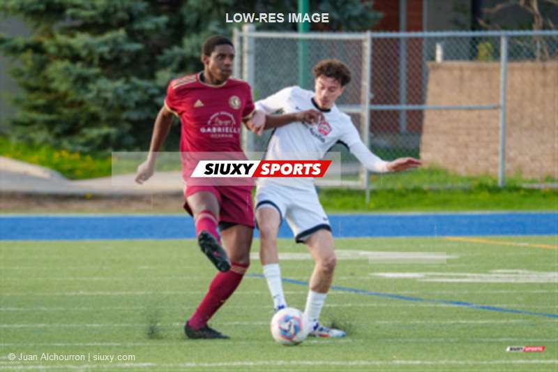 Marc-Olivier KOUO DIBONGUE - Aly Mohamed SAID ELMEKKAWY -  Lakeshore SC - CF L'International de Québec - Soccer - L2QC M 2025 - Lakeshore (4) vs (1) CF L'International de Québec (#L2QCM25LSCCFIQ5) Photo by: Juan Alchourron | Siuxy Sports 2025-05-10