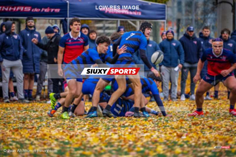 Stanislas BRESSE - Oscar MEDINA - Clément TURLAN -  ÉTS (École de technologie supérieure) - Université de Montréal - Rugby - RSEQ 2025 - Rugby M - Finale - ETS vs Université de Montréal - Match (#RSEQ25RMFEM51) Photo by: Juan Alchourron | Siuxy Sports 2025-11-01