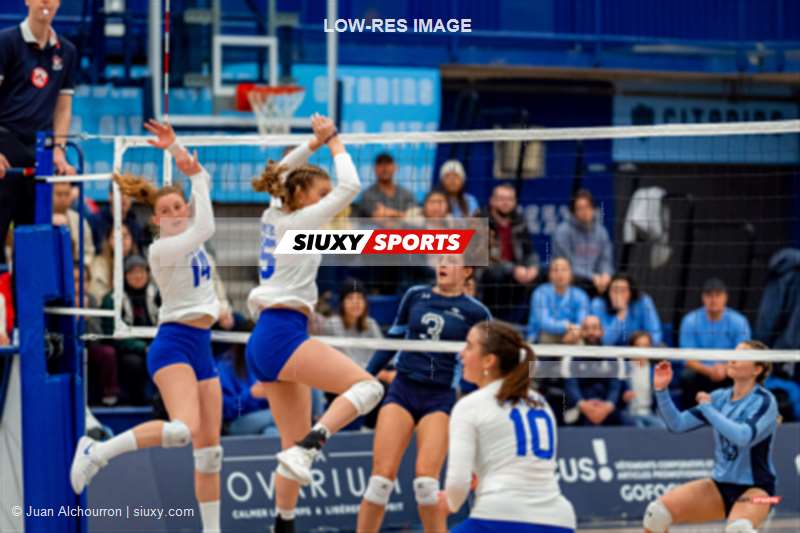 Olympe DESMEDT - Myriam KAYSER-TOURIGNY - Ariane PELOSSE - Anica PINEAULT -  Université du Québec à Montréal - Université de Montréal - Volleyball - RSEQ - 2023 Volley F - UQAM (3) vs (2) Université de Montréal (#RSEQ2023UQAMUDM01) Photo by: Juan Alchourron | Siuxy Sports 2023-02-05