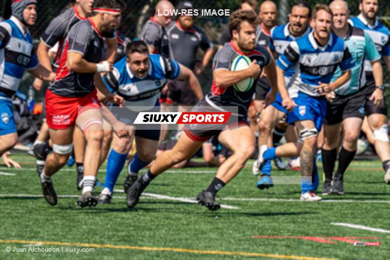 Gabriel BEAUDETTE - Thomas DAOUST - Lester Omar MARTINEZ - Maxime PLANTE - Valentin VERDIER -  Parc Olympique Rugby - Club de Rugby de Québec - Rugby - Rugby Québec - Parc Olympique (18) vs (31) Club de Rugby de Québec (M2) - 2eme mi-temps (#2023RQM2PORQ27) Photo by: Juan Alchourron | Siuxy Sports 2023-07-22