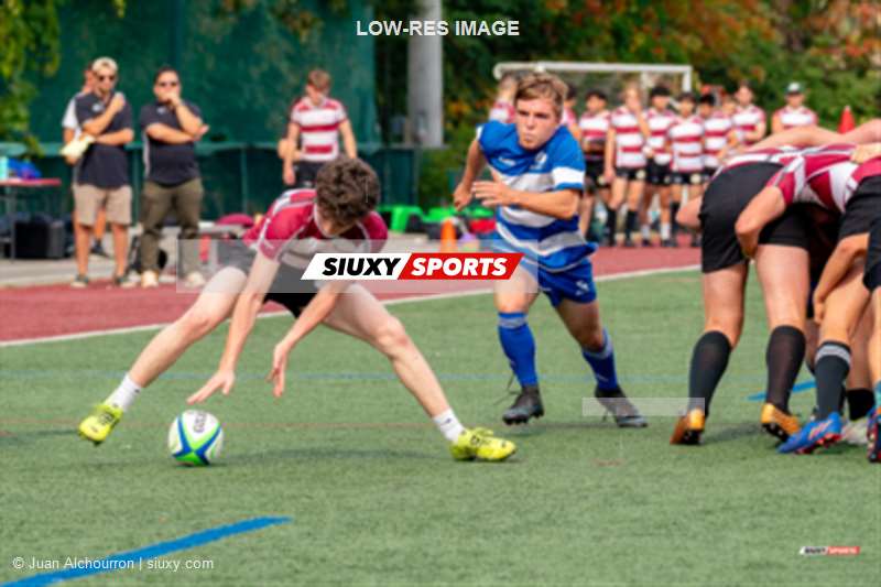  College Jean-de-Brébeuf - College Dawson - Rugby - RSEQ 2023 RUGBY - Dynamiques de Brébeuf (12) VS (18) Blues of Dawson (#RSEQ2023BREDAW09) Photo by: Juan Alchourron | Siuxy Sports 2023-09-23