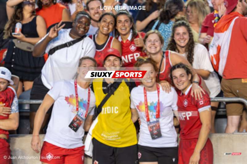 Fabiola FORTEZA - Ngalula FUAMBA - Brianna MILLER - Lauren MINNS -  Canada Rugby XV F - New Zealand national rugby union team (W) - Rugby - World Rugby Pacific Four Series - Canada vs New Zealand - After game (#2023WRP4SCANNZL3) Photo by: Juan Alchourron | Siuxy Sports 2023-07-08