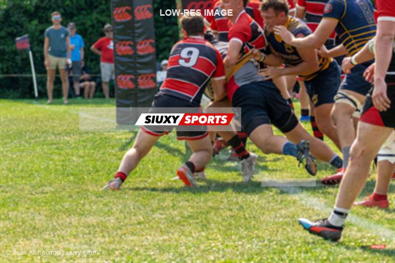 Thomas GOETZ - Greg RECHER - Thibault ROULLIER -  Beaconsfield Rugby Football Club - Town of Mount Royal RFC - Rugby - Beaconsfield vs TMR - M1 - Reel A1 - Match 1st half (#BRFCvTMR2022M1reelA1) Photo by: Juan Alchourron | Siuxy Sports 2022-07-16