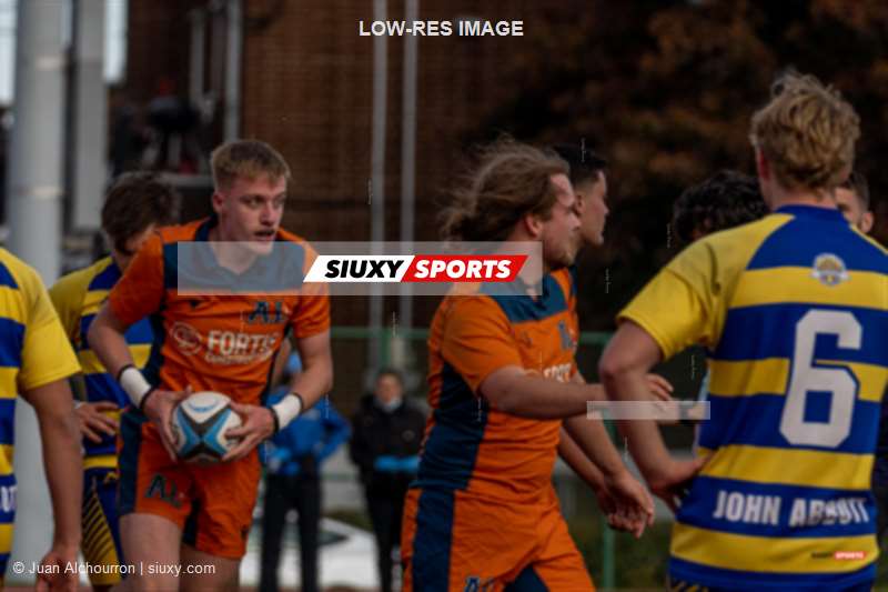 Maxim OLIVIER - Briac PAUGAM -  Cégep André Laurendeau - College John Abbott - Rugby - RSEQ - Rugby Masc - André Laurendeau (14) vs (33) John Abbott College - Reel A (#RSEQRugbyMALvsJAC2022A1) Photo by: Juan Alchourron | Siuxy Sports 2022-10-15