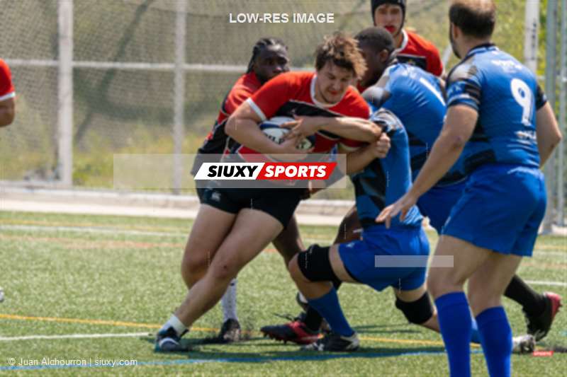 Brad HUNGER - Igbekele KUTI - Bailey VENU -  Parc Olympique Rugby - Beaconsfield Rugby Football Club - Rugby - Parc Olympique (13) vs (24) Beaconsfield RFC - M2 - Reel A (#PARCOvBEACO2022M2ReelA) Photo by: Juan Alchourron | Siuxy Sports 2022-07-23
