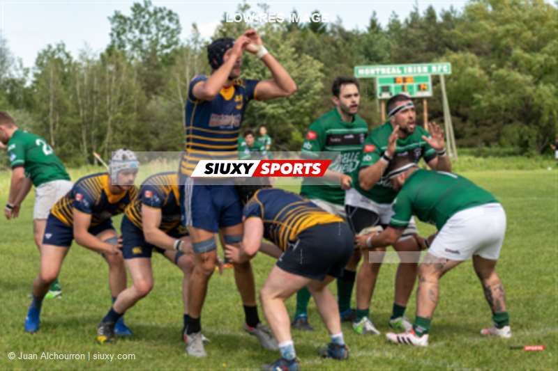 Marc-Antoine BOURGET - Nathan HARRIS - Guilhem LOPEZ -  Montreal Irish RFC - Town of Mount Royal RFC - Rugby - Montreal Irish (14) vs (45) TMR (M1) - Reel A (#MtlIrishTMRm1reela2022) Photo by: Juan Alchourron | Siuxy Sports 2022-06-04