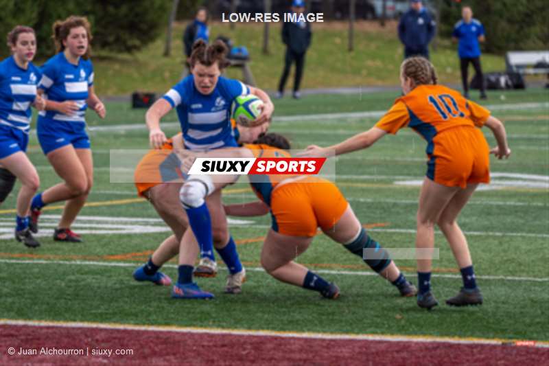 Amélie BLANCHETTE - Juliette HAY - Victoria NAULT -  College Dawson - Cégep André Laurendeau - Rugby - RSEQ - Rugby Fem - Dawson (12) vs (31) André Laurendeau - SemiF (#RSEQRugFDAWAL2022) Photo by: Juan Alchourron | Siuxy Sports 2022-11-06