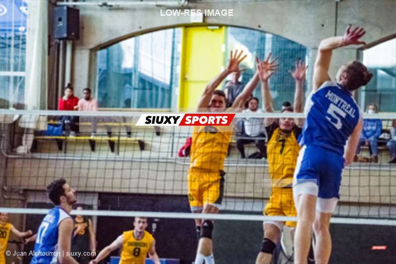 Guillaume BISSON - Zachary MOISAN - Raphaël VIENS -  Université de Montréal - Université de Sherbrooke - Volleyball - Université de Montréal (2) vs Université Sherbrooke (3) (#CarabinsVsVertOr2022VolleyM) Photo by: Juan Alchourron | Siuxy Sports 2022-03-07