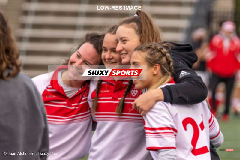 Isabelle BUJOLD - Jessica MCBAIN - Raurie MOFFAT - Amy PAGE -  Université McGill -  - Rugby - RSEQ - Rugby Fém - McGill U. vs Sherbrooke U. - Reel B2 - PostMatch (#RSEQRgbyFMCGSHR2022RB2) Photo by: Juan Alchourron | Siuxy Sports 2022-10-08