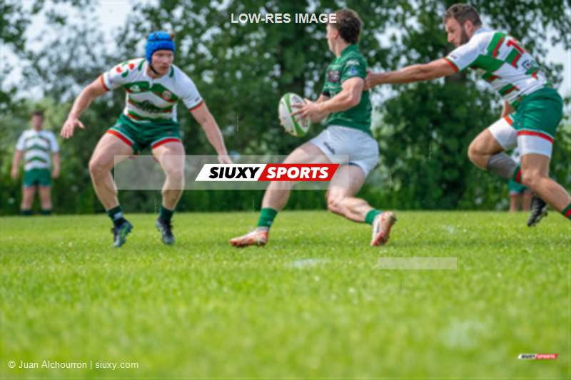 Joris AUGER - Kyle CORRIGAN - Antoine PEMEJA -  Montreal Irish RFC - Rugby Club de Montréal - Rugby - RQ 2024 - SUPER LIGUE M1 - MONTREAL IRISH RFC (41) VS (23) RUGBY CLUB DE MONTRÉAL (#RQ24SLM1MIRRCM17) Photo by: Juan Alchourron | Siuxy Sports 2024-07-13