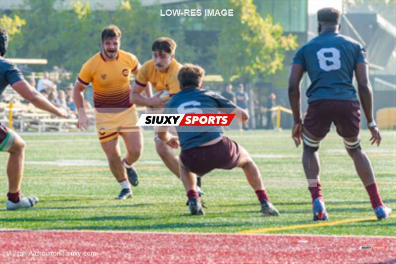 Elliott CONYERS - Cameron POUW - Yenam ZOUZOUA -  Université Concordia - Université Ottawa - Rugby - RSEQ 2023 RUGBY M - Concordia Stingers (40) VS (31) Ottawa Gee Gees - 2nd Half (#RSEQ2023COOTT9M2) Photo by: Juan Alchourron | Siuxy Sports 2023-09-30