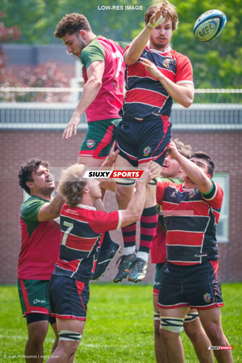 Jaxon ALEXANDER - Victor PIBRE -  Beaconsfield Rugby Football Club - Rugby Club de Montréal - Rugby - RQ 2025 - Super Ligue M Rés - Beaconsfield RFC (12) vs (34) Rugby Club de Montréal (#RQ25SLMRBM16) Photo by: Juan Alchourron | Siuxy Sports 2025-06-07
