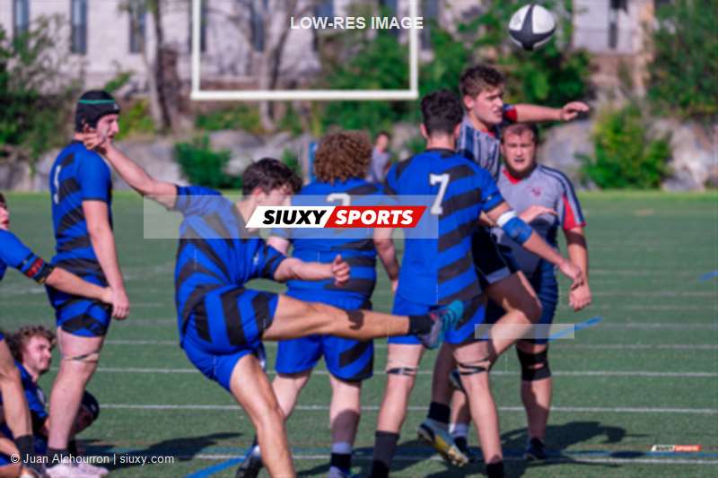 Maxime ARON - Vincent JOMPHE - Simon-Pier MÉNARD -  Université de Montréal - ÉTS (École de technologie supérieure) - Rugby - RSEQ 2023 RUGBY - UdM Carabins (7) vs ETS Piranhas (40) (#RSEQ2023UDMETS09A) Photo by: Juan Alchourron | Siuxy Sports 2023-09-09